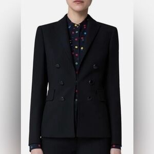 AKRIS PUNTO Virgin Wool Double-Breasted Blazer in Black Size US 12